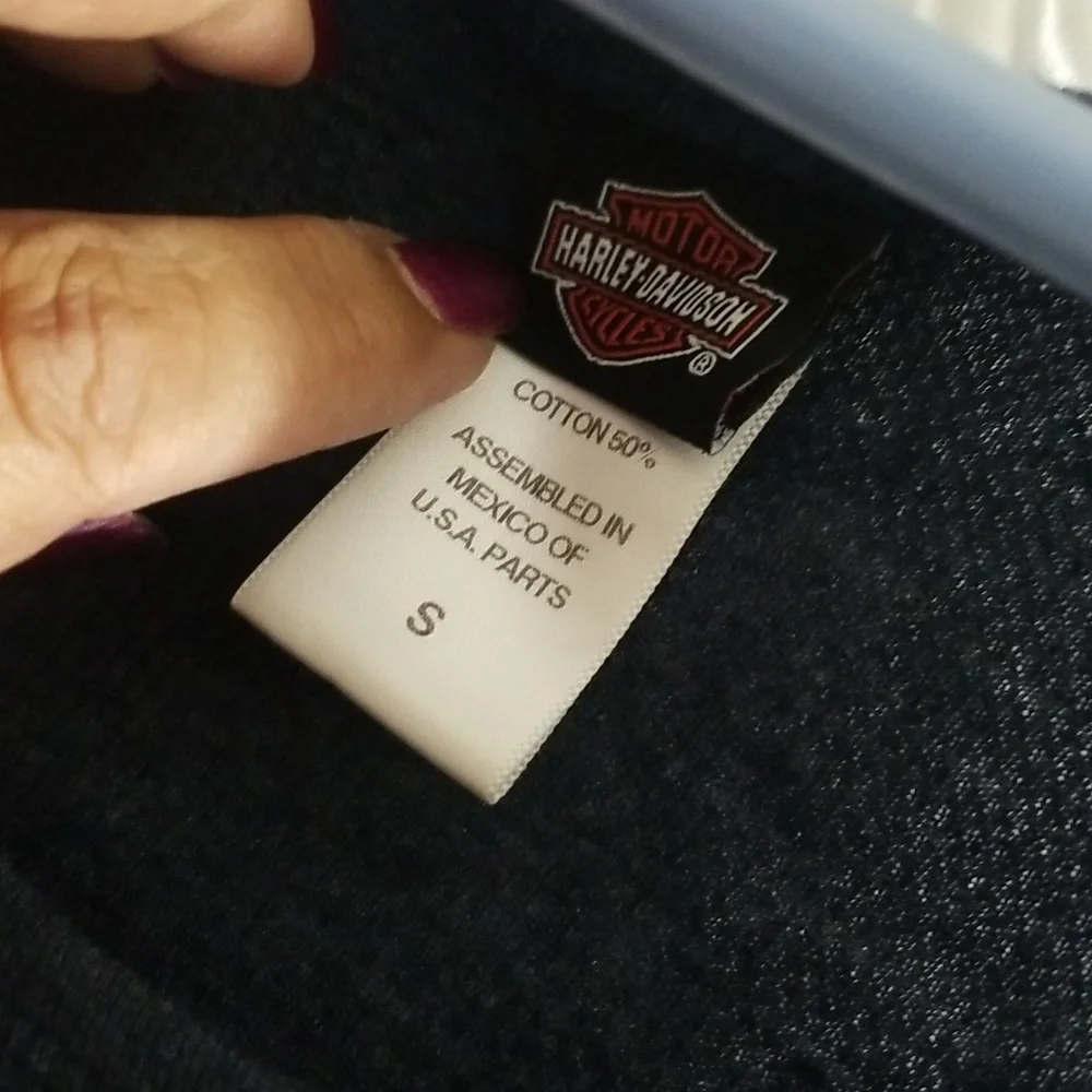 Harley Davidson L/S Blue and Metallic Top Sz Small - Picture 3 of 7